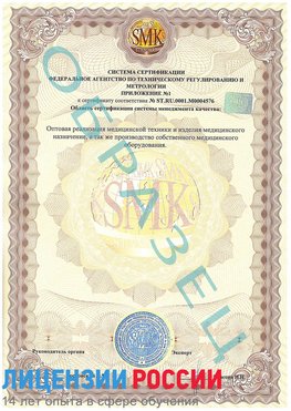 Образец сертификата соответствия (приложение) Усть-Кут Сертификат ISO 13485