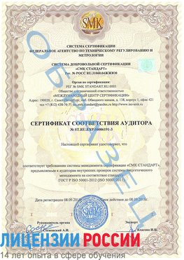 Образец сертификата соответствия аудитора №ST.RU.EXP.00006191-3 Усть-Кут Сертификат ISO 50001